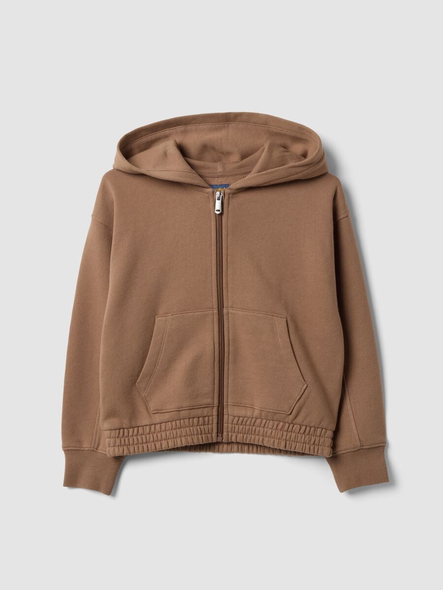 Brown pure cotton hooded sweatshirt_0