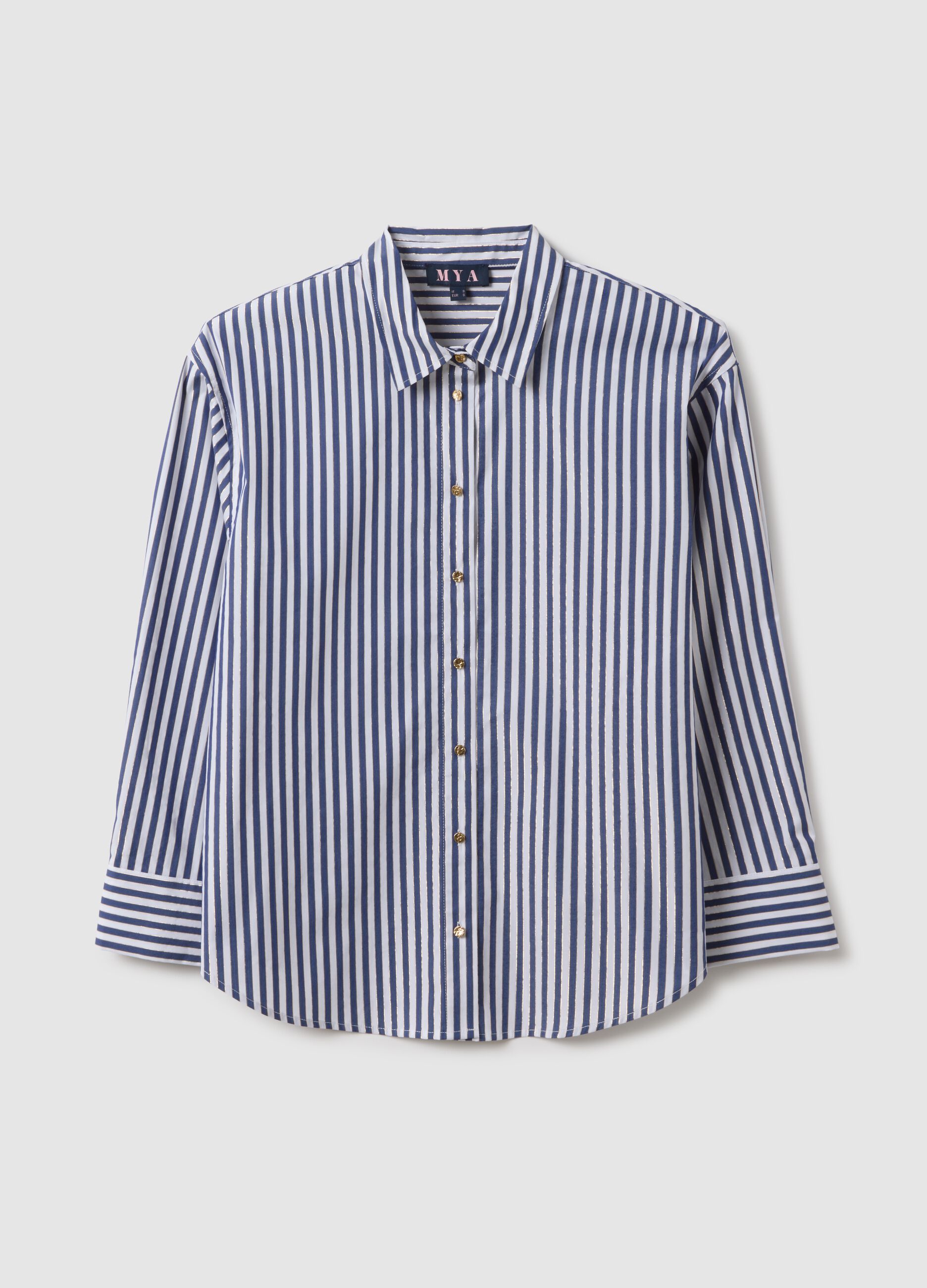 Multicoloured stripe cotton blend shirt regular fit with buttons