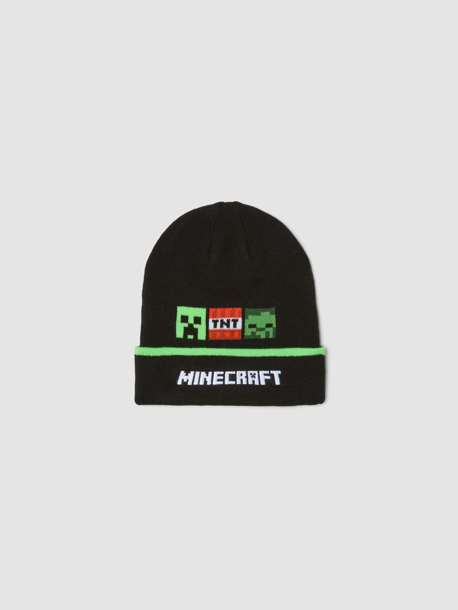 Cappello nero in maglia con risvolto a tema Minecraft_0