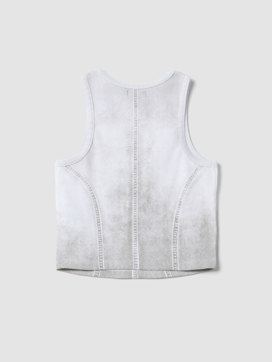 Girls&rsquo; white stretch-cotton fitted tank top_4