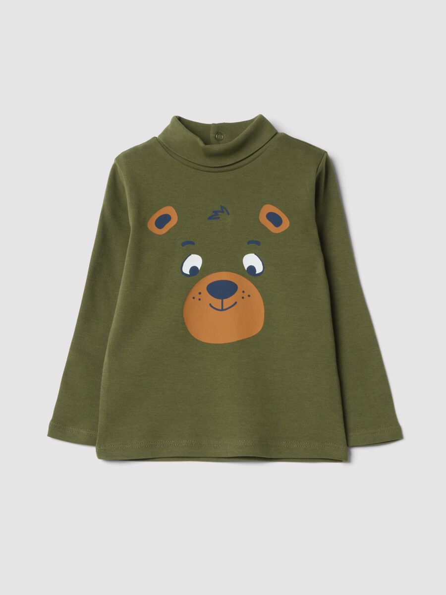 Maglia verde muschio dolcevita in puro cotone organico_0