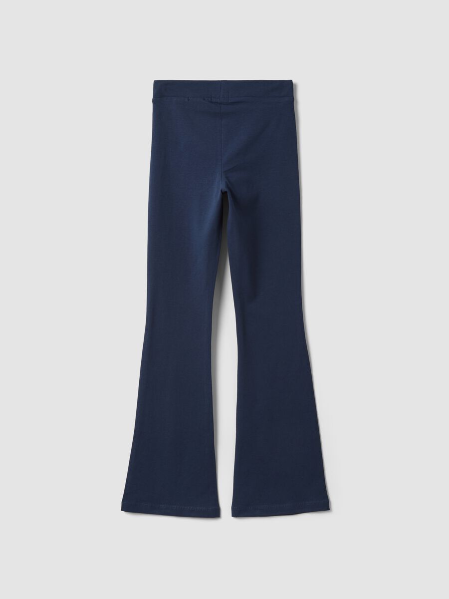Leggings blu flare in cotone jersey organico elasticizzato_2