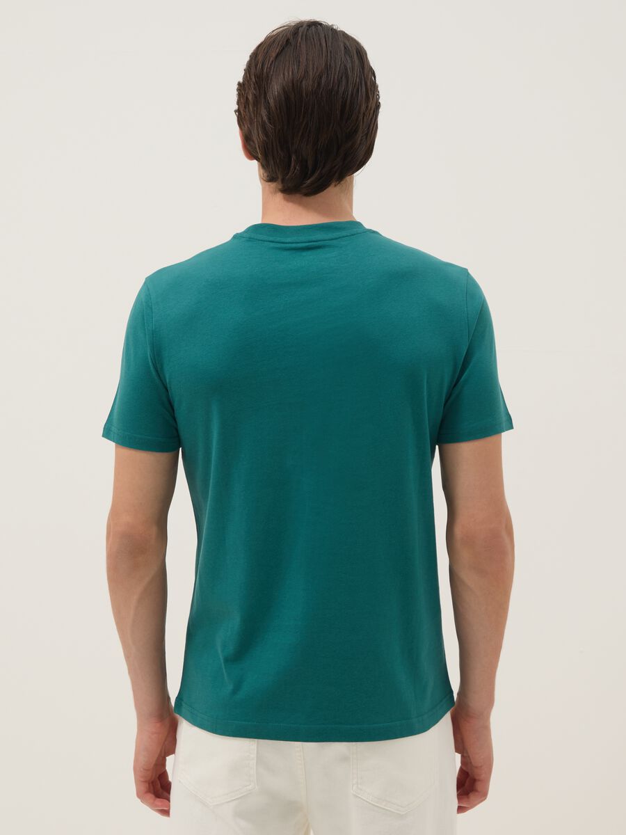 Gr&uuml;nes Kurzarm-T-Shirt aus reiner Baumwolle, Regular Fit_3