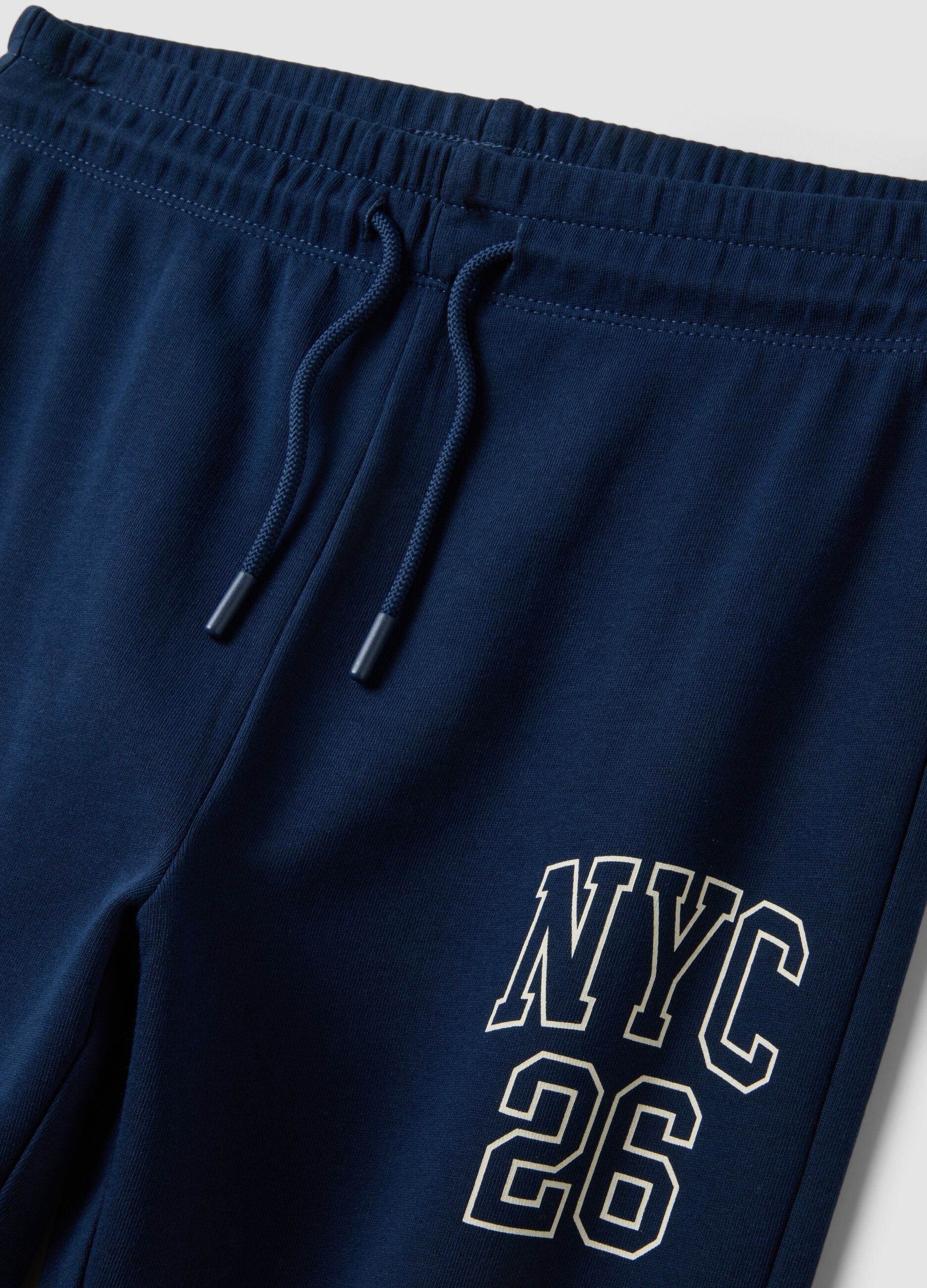 Blue pure cotton joggers with college print for boys