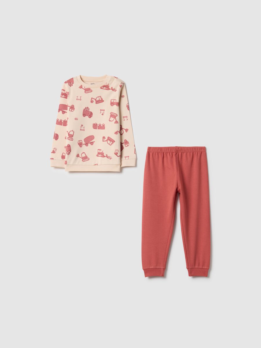 Newborn multicolour pure cotton pyjamas regular fit with diggers_0