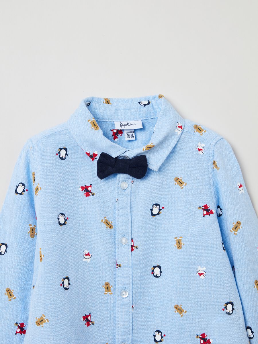 Shirt with bow tie and Christmas print_2