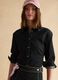Black Stretch Cotton Long Sleeve Slim Fit Shirt_0