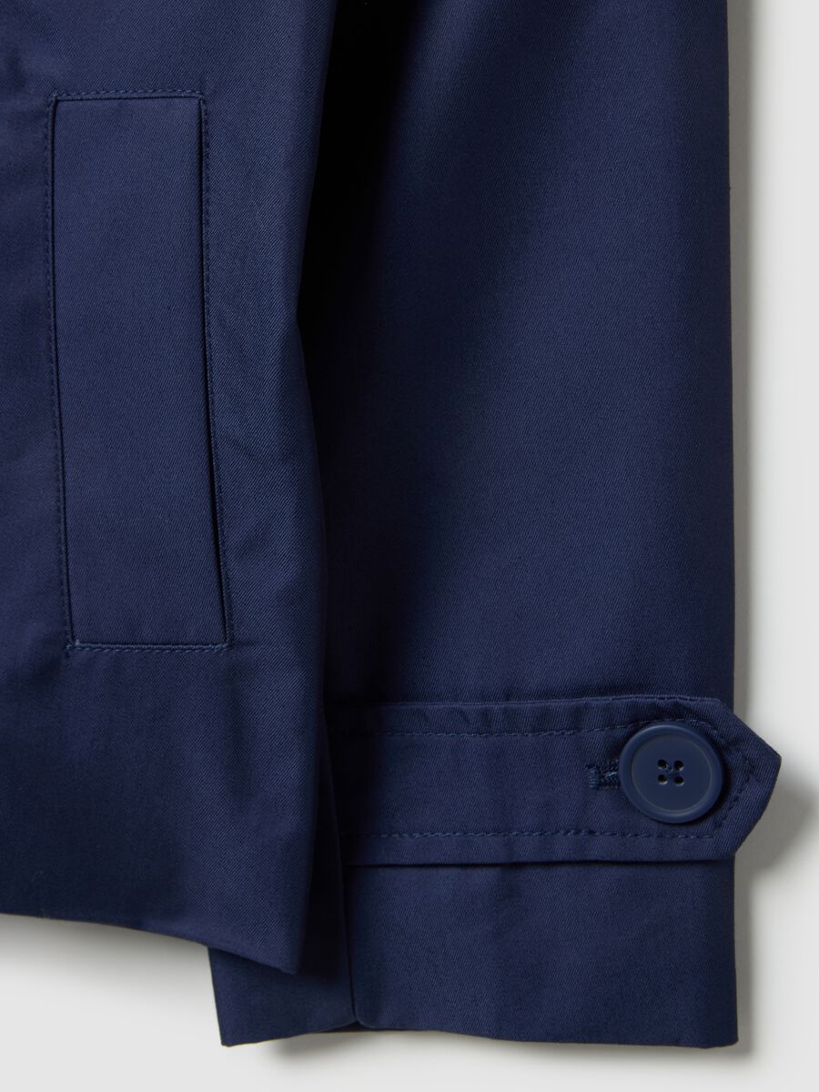 Girls' blue double-breasted cotton blend trench coat, regular fit_3