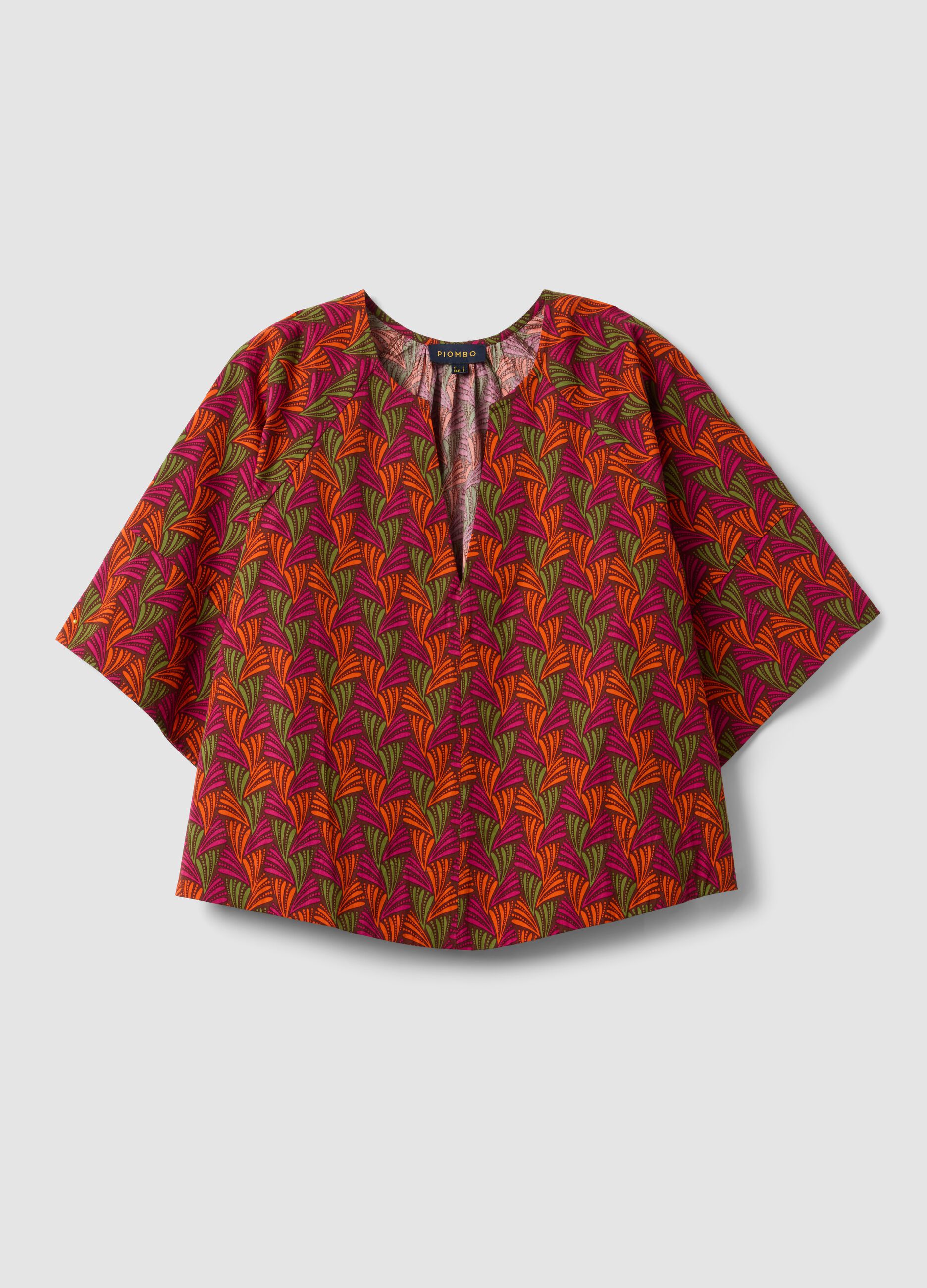 Camisa multicolor em algod&atilde;o puro