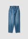 Jeans denim azzurri in puro cotone con vita paperbag baggy fit_4