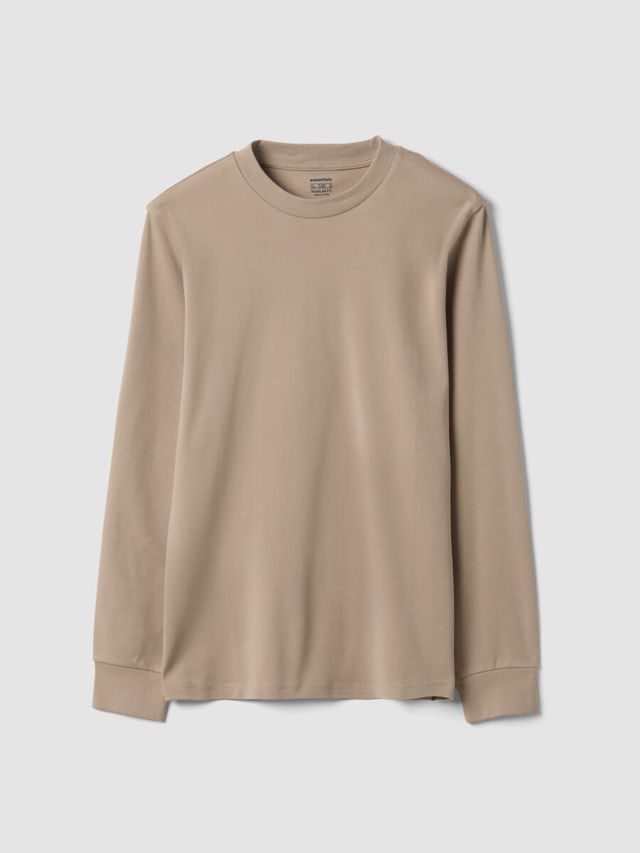 T-shirt beige in puro cotone girocollo regular fit_0