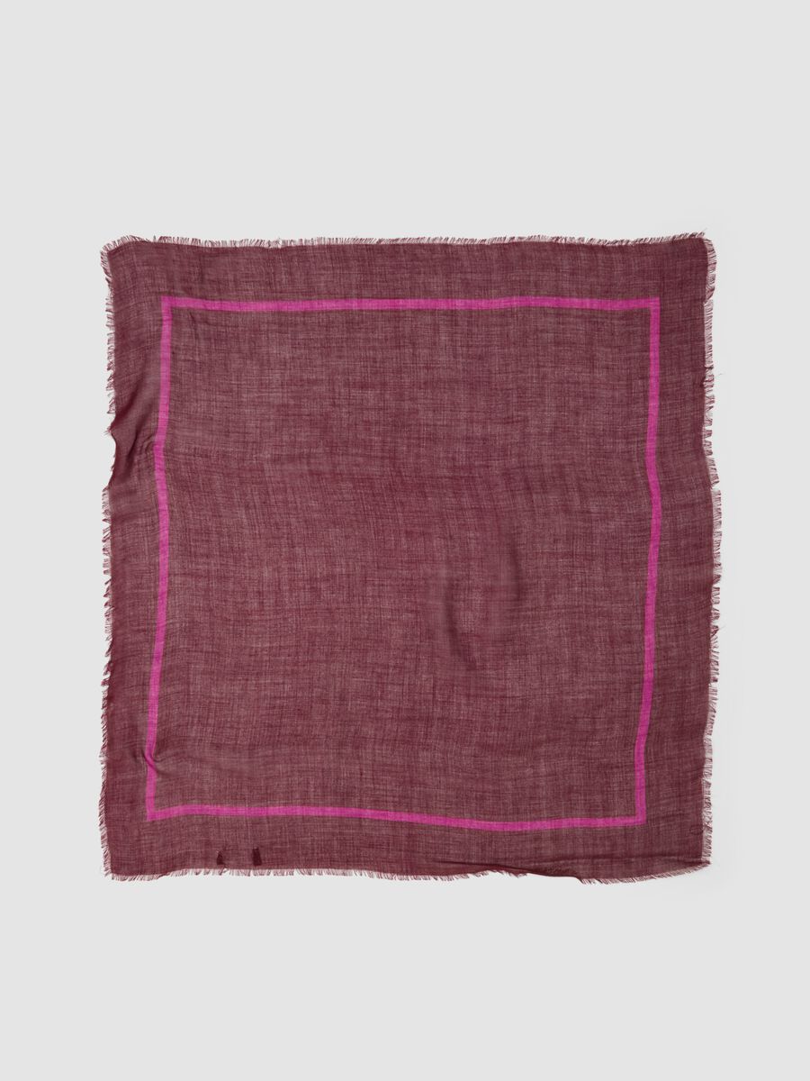 Purple viscose and wool-blend scarf with fringed edges_1
