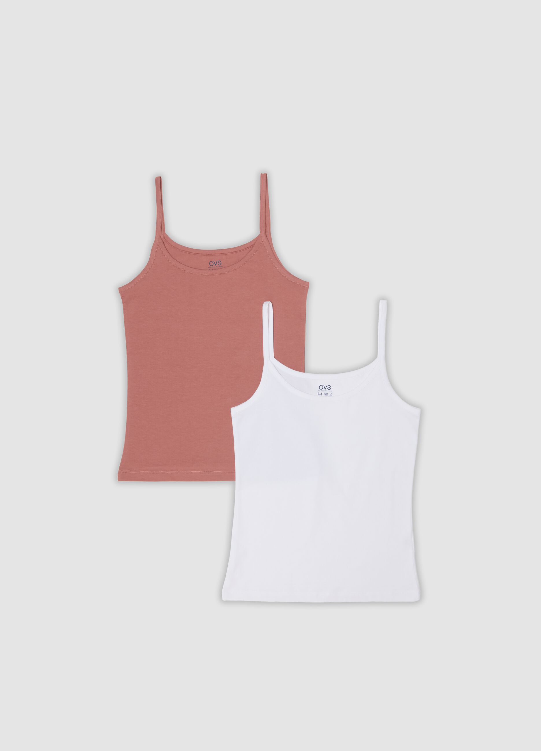 2-pack pink and white organic stretch cotton vests
