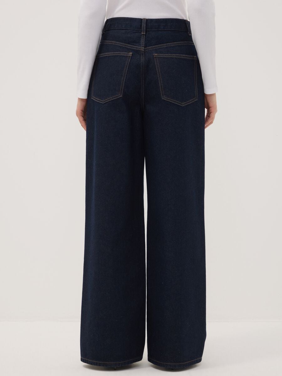 Blaue Wide-Leg-Jeans aus reiner Baumwolle_3