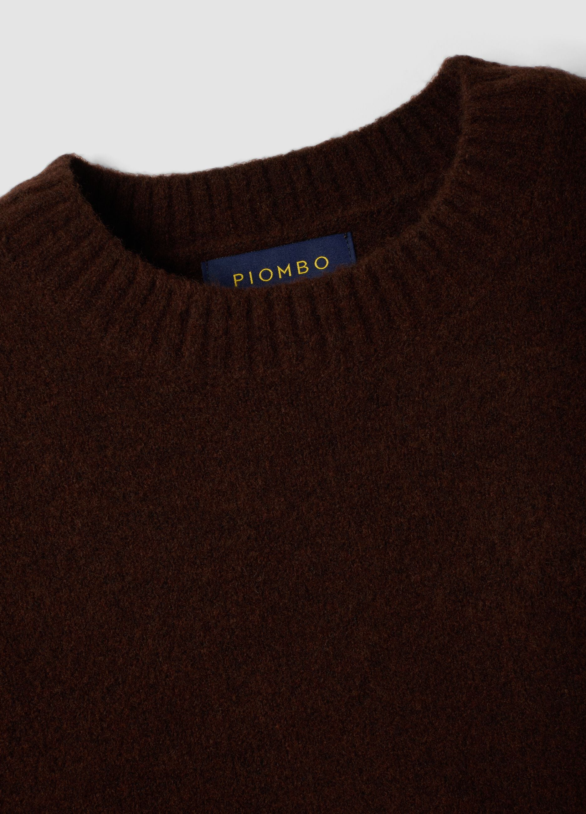 Dark brown crew-neck stretch wool jumper