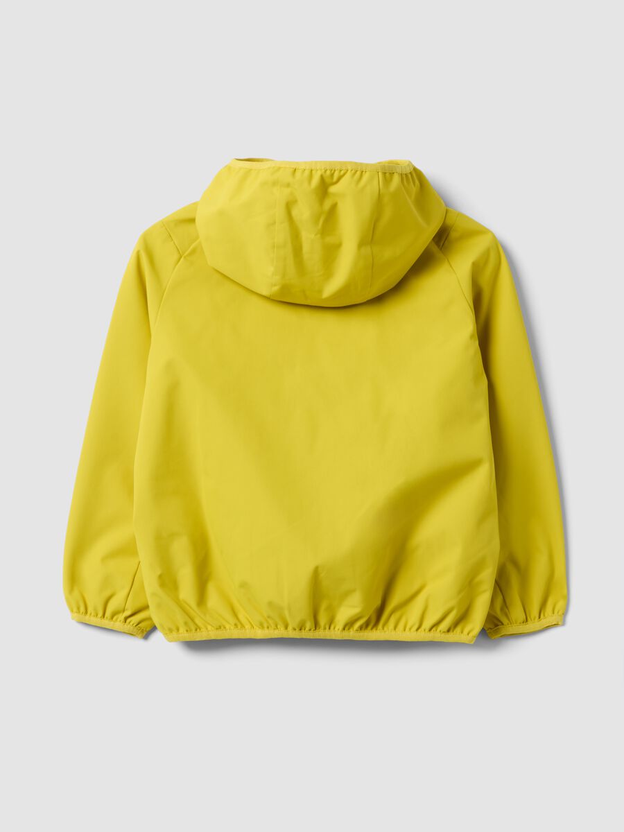 Yellow rain jacket with hood and zip, oversized fit for boys_1