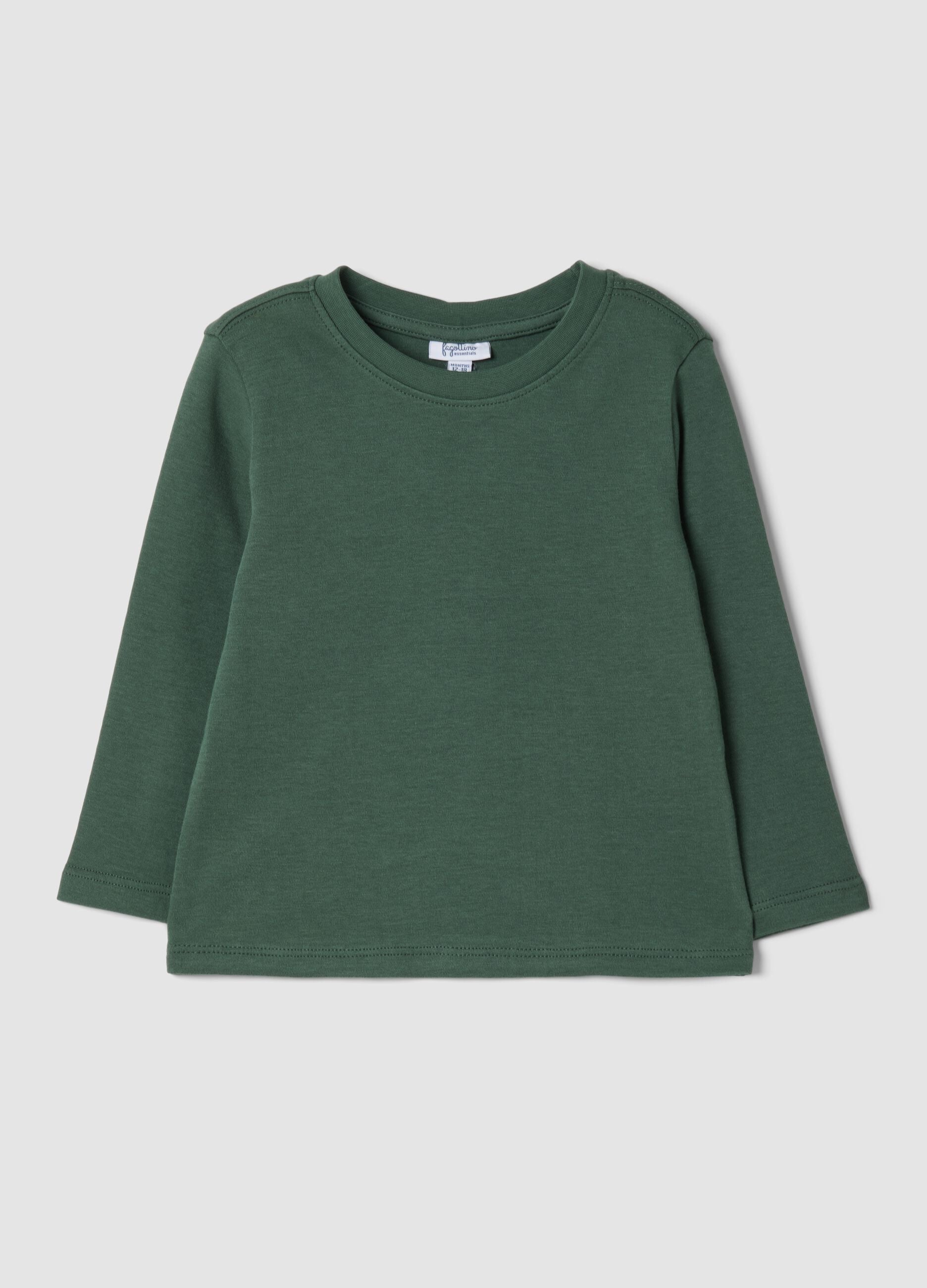 Maglietta verde in puro cotone organico con girocollo