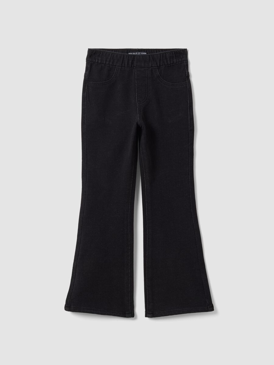 Jegging noir flare en coton stretch pour fille_0