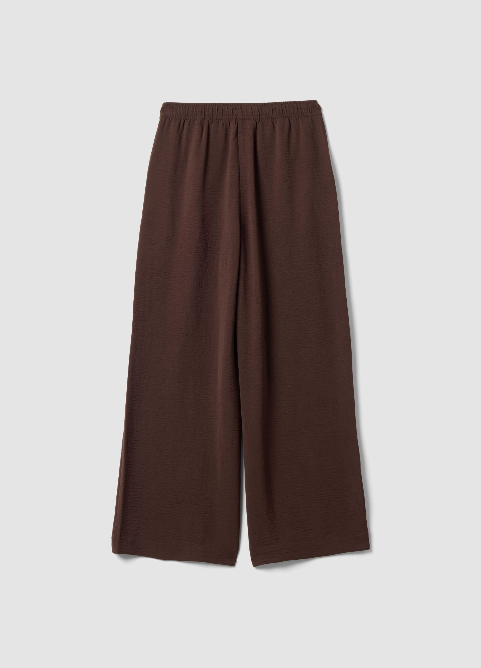 Brown wide-leg trousers with elasticated waistband