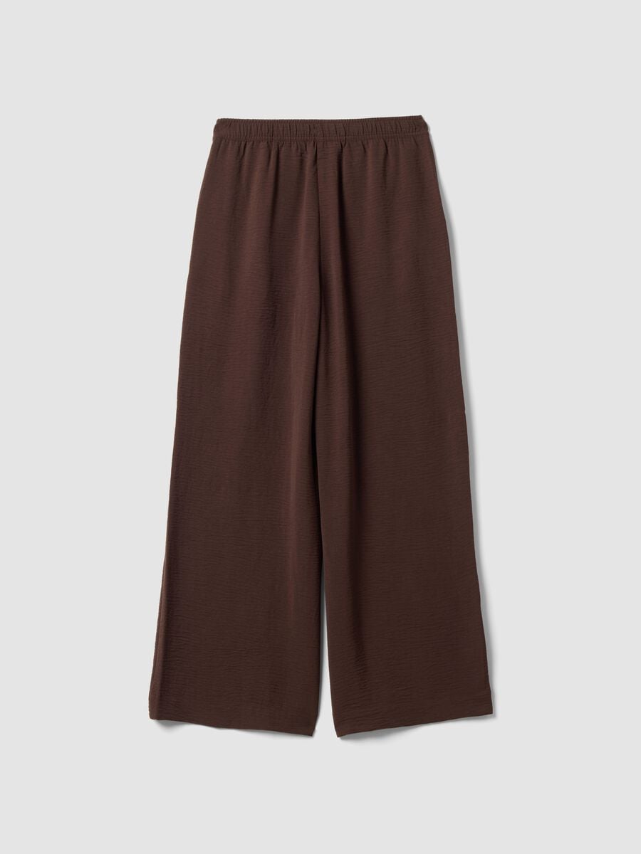 Brown wide-leg trousers with elasticated waistband_5