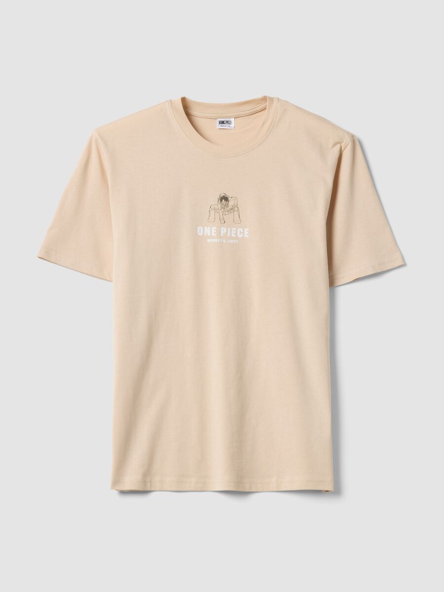 Beige pure cotton One Piece print T-shirt, relaxed fit_4