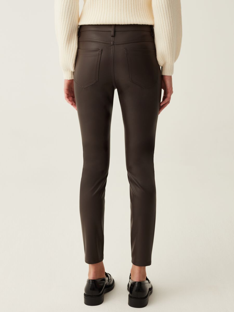 Cropped skinny-fit shiny-effect trousers_2