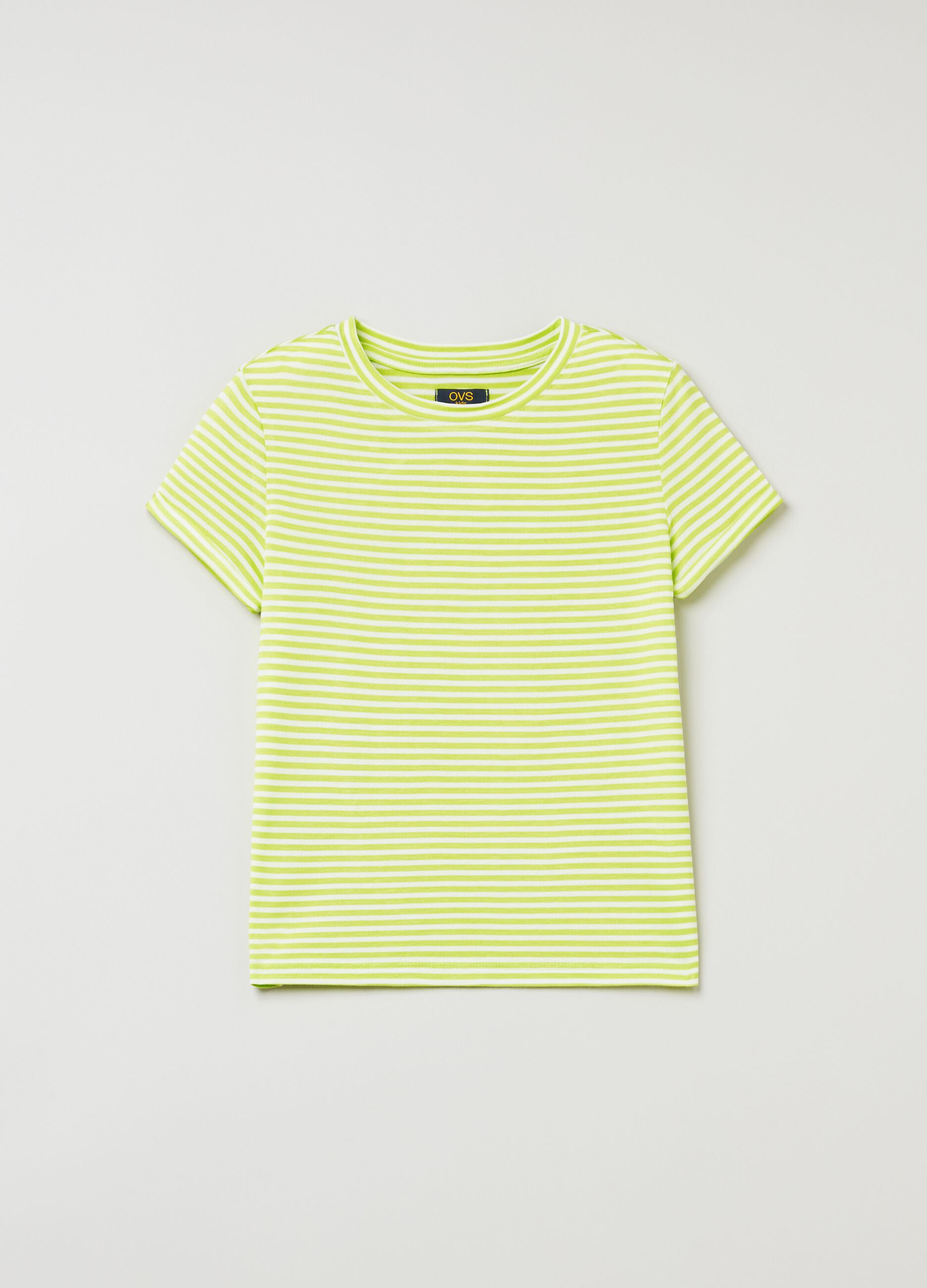 T-shirt with round neck and stripes