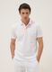 White stretch cotton polo shirt with contrast trims_0