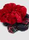 Set di scrunchie rossi in puro cotone a quadri_1