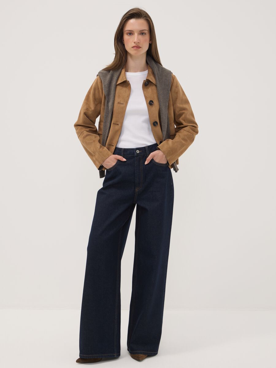 Beige regular-fit shacket with patch pockets_2