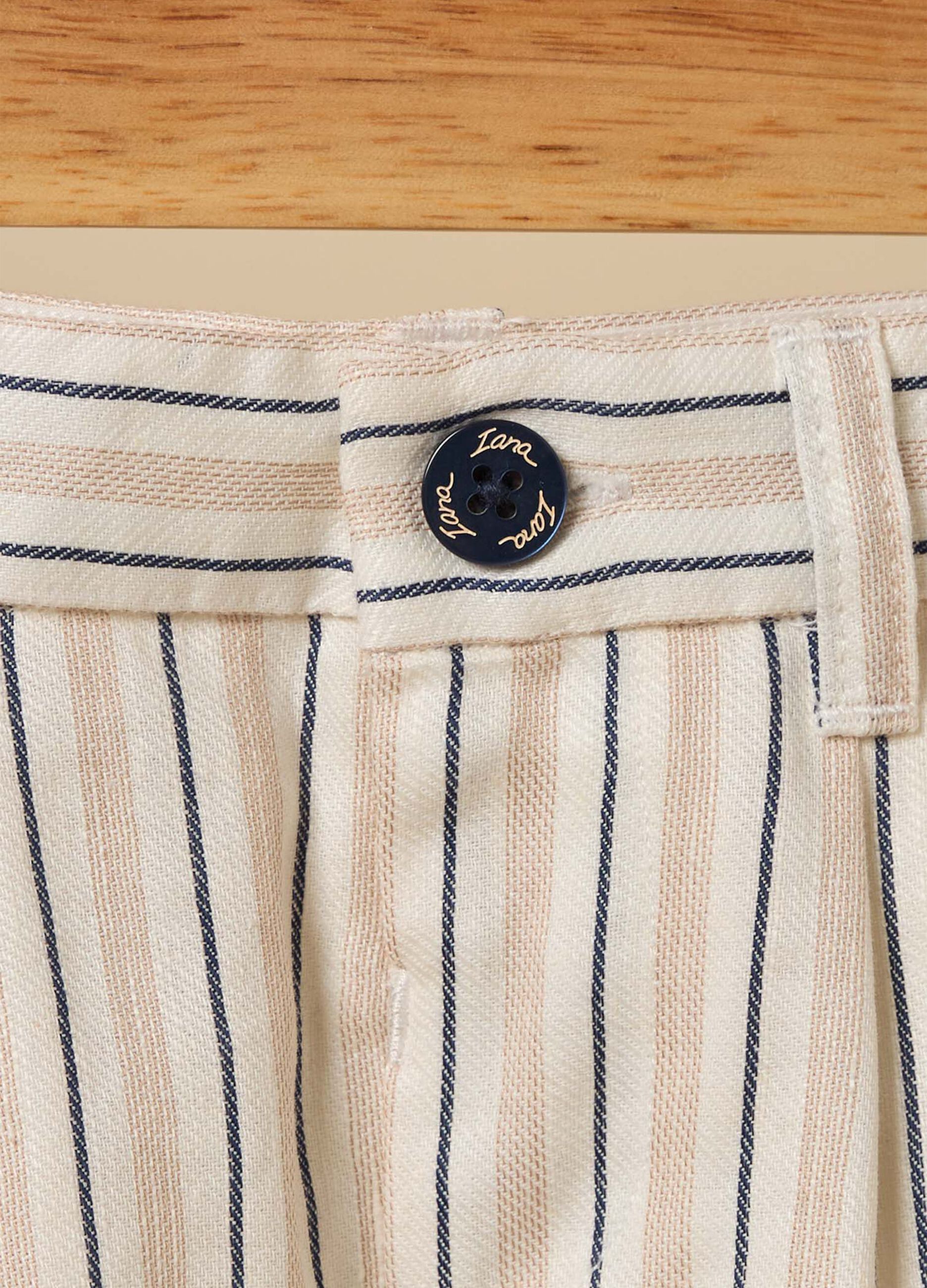 Linen blend striped shorts