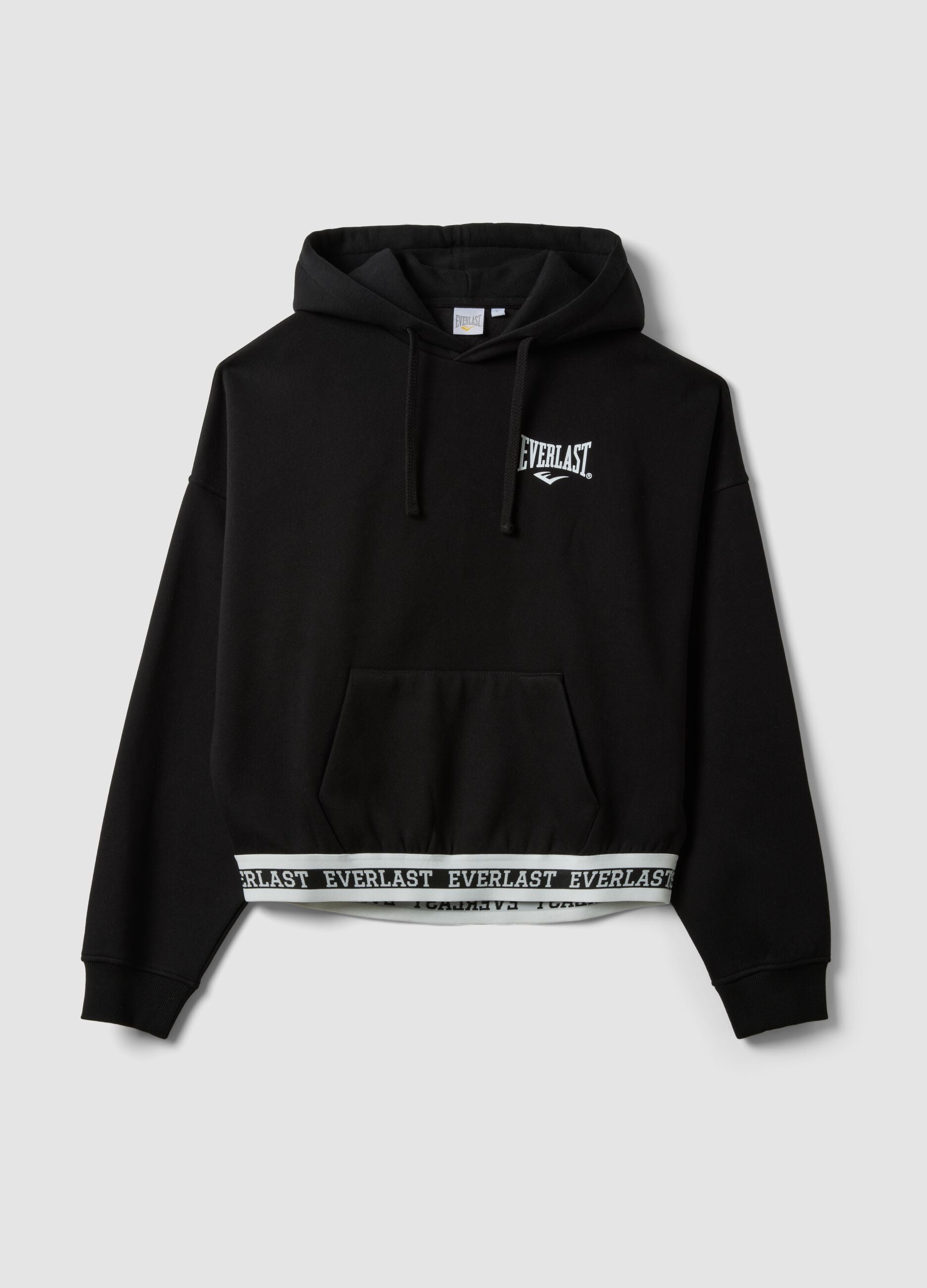 Black cotton-blend hooded sweatshirt