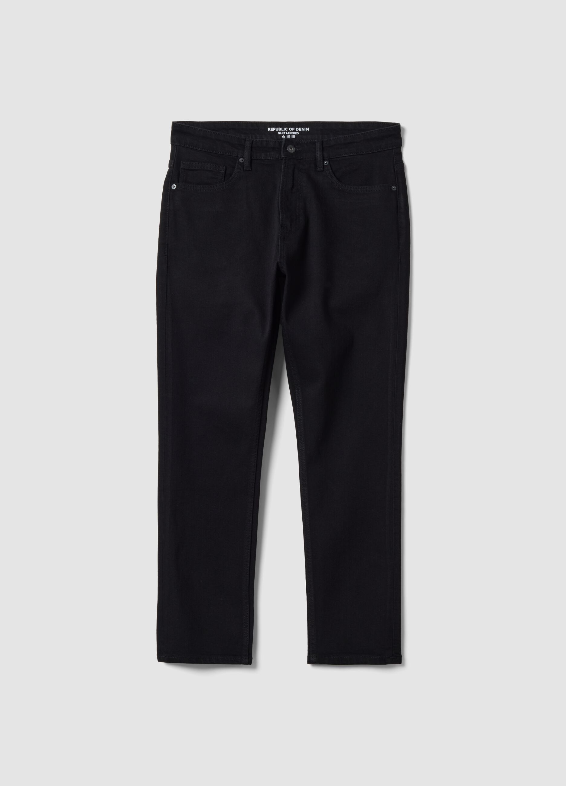 Black slim-fit stretch cotton jeans