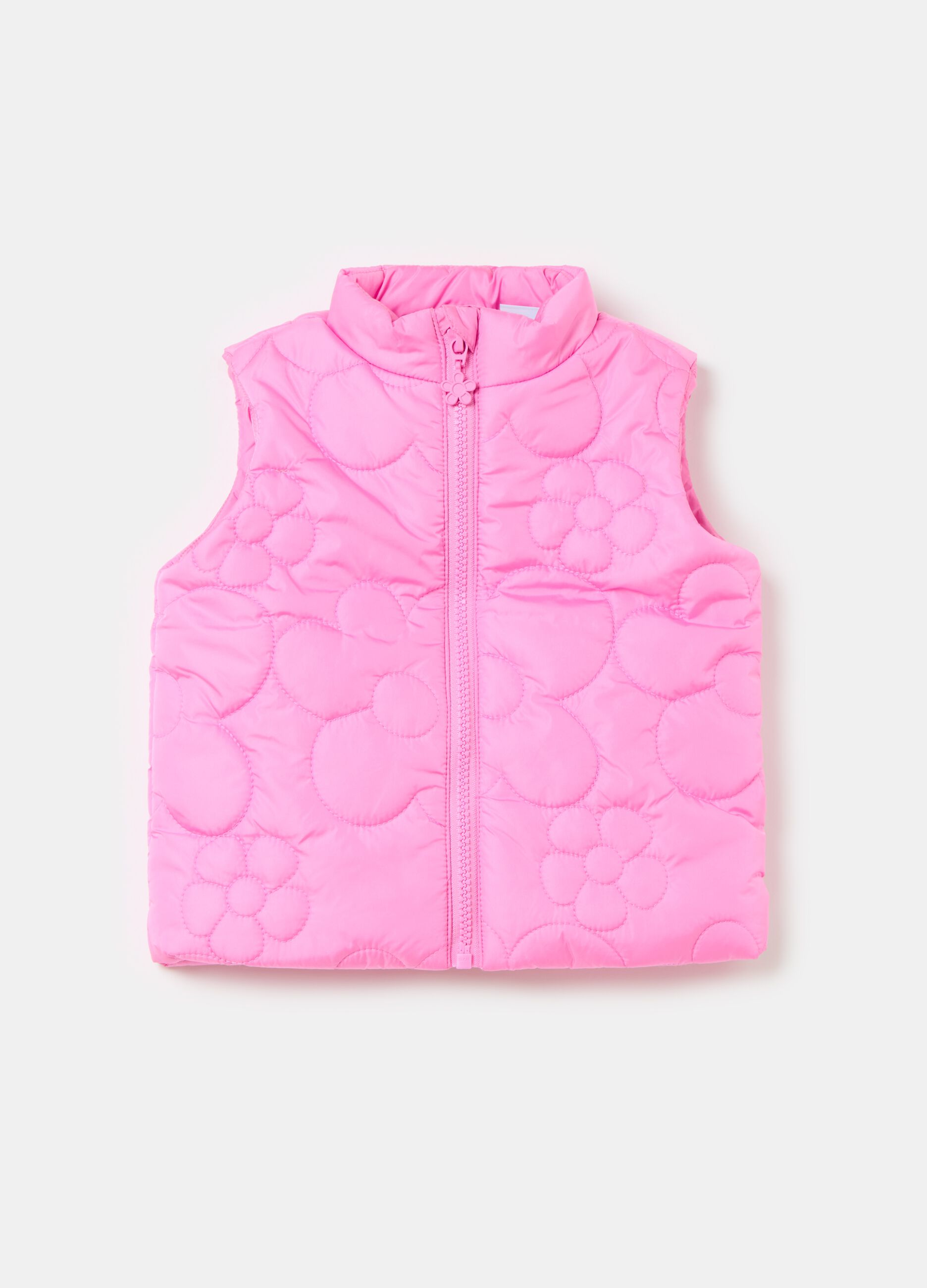 Quilted gilet with floral weave