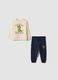 Completo jogging beige in puro cotone con girocollo_0