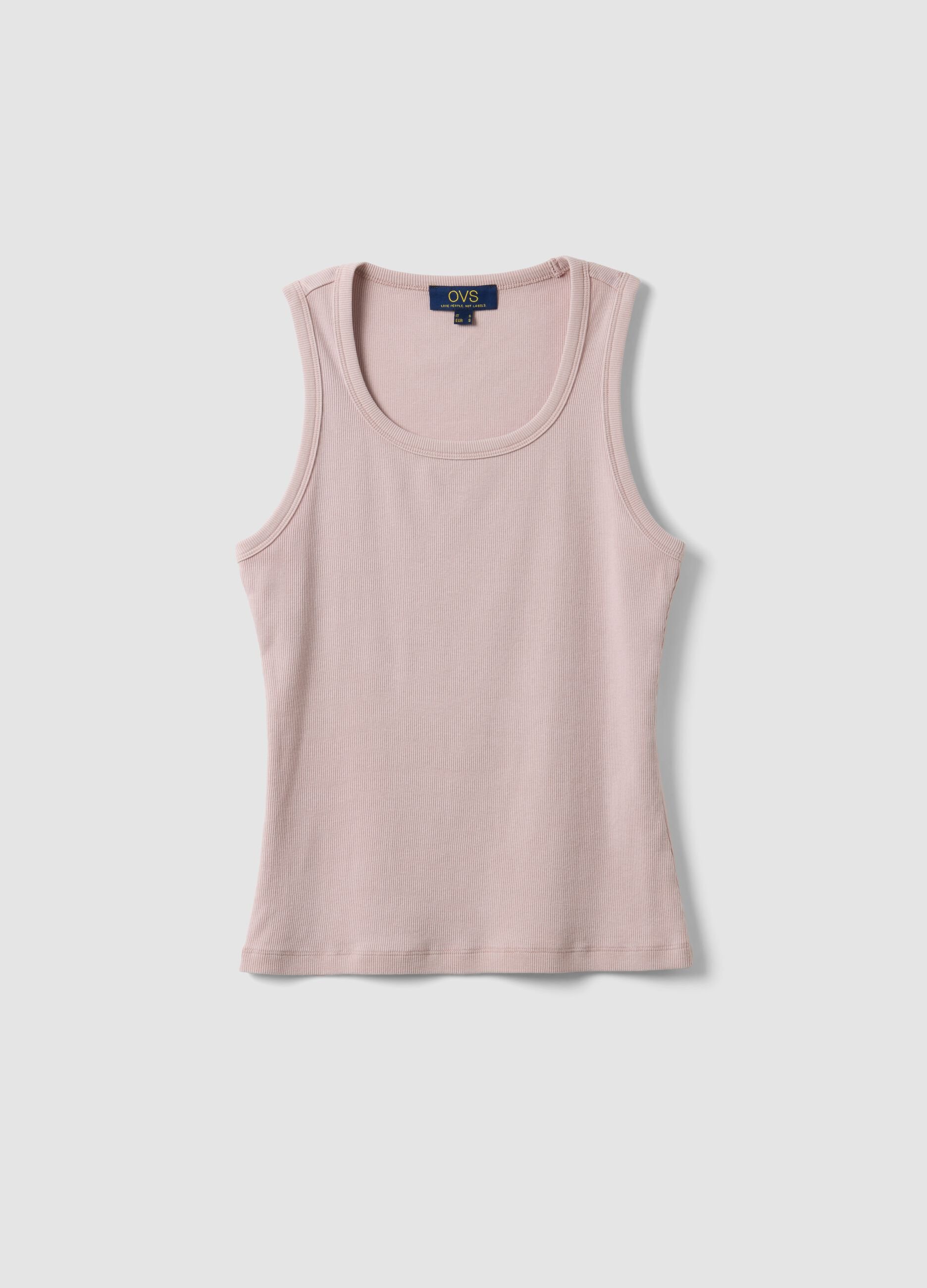Rosa Tanktop aus Stretch-Baumwolle, Regular Fit