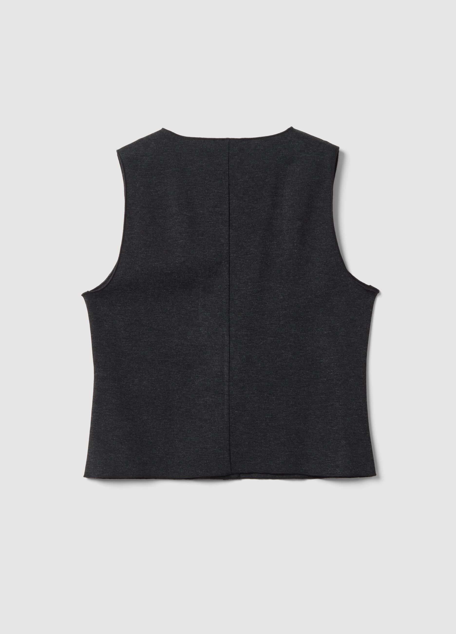 Black Milano stitch waistcoat in stretch viscose, regular fit