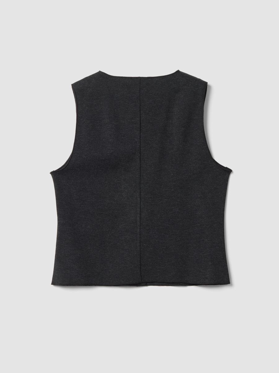 Black Milano stitch waistcoat in stretch viscose, regular fit_6