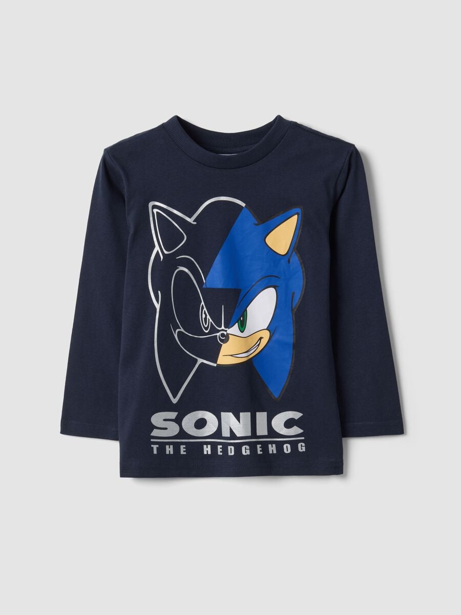 Blaues Sonic T-Shirt aus reiner Baumwolle mit Rundhalsausschnitt f&uuml;r Jungen_0