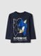 Blue pure cotton crew-neck Sonic T-shirt for boys_0