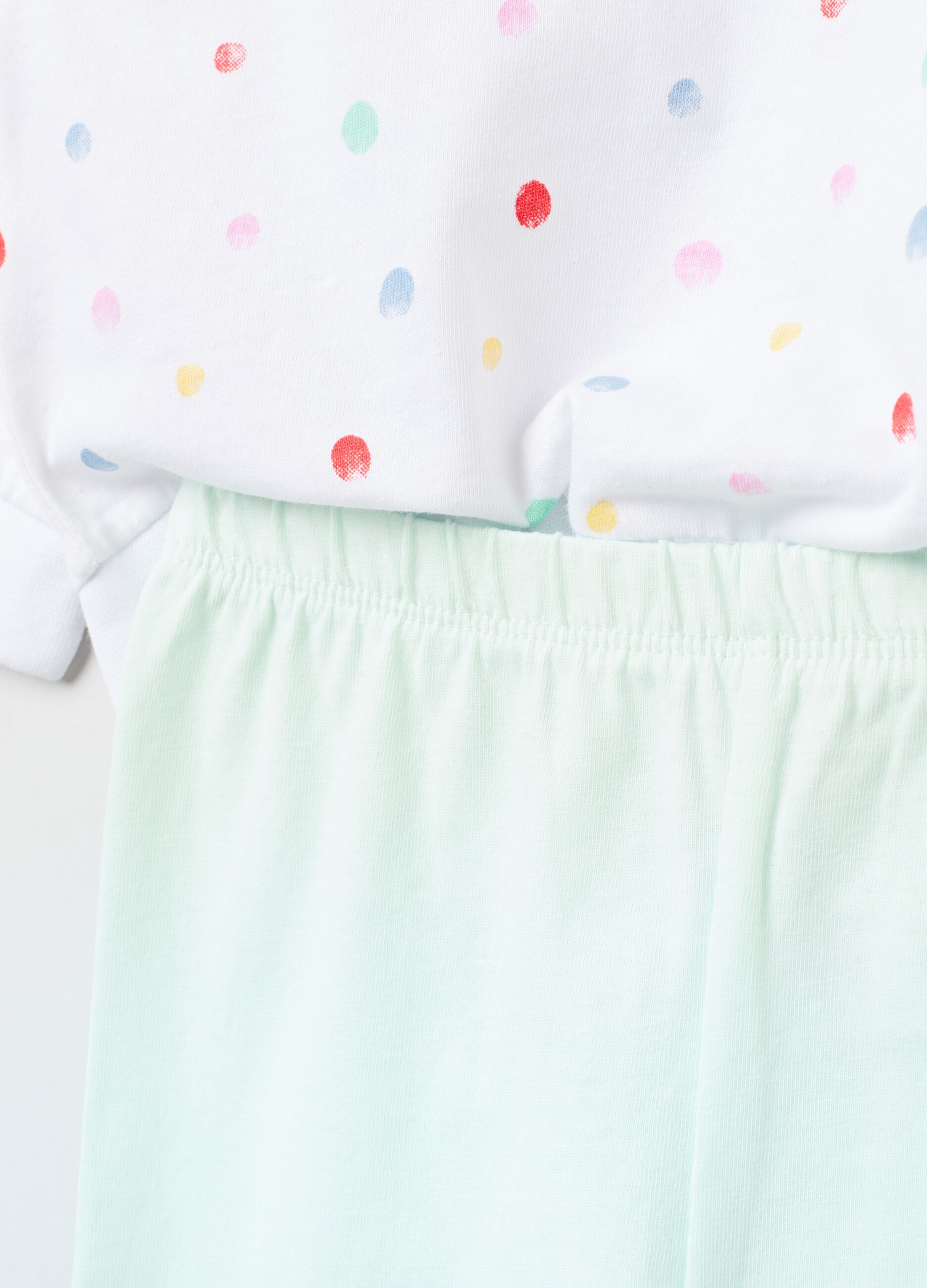 Pijama largo de algodón con parte de arriba de lunares
