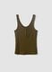 Green stretch cotton tank top with buttons, regular fit_4