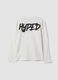 T-shirt bianca in puro cotone organico con stampa "Hyped" per ragazzo_1