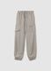 Pantalon jogger pour filles en beige m&eacute;lange viscose coupe r&eacute;guli&egrave;re avec poches cargo_3