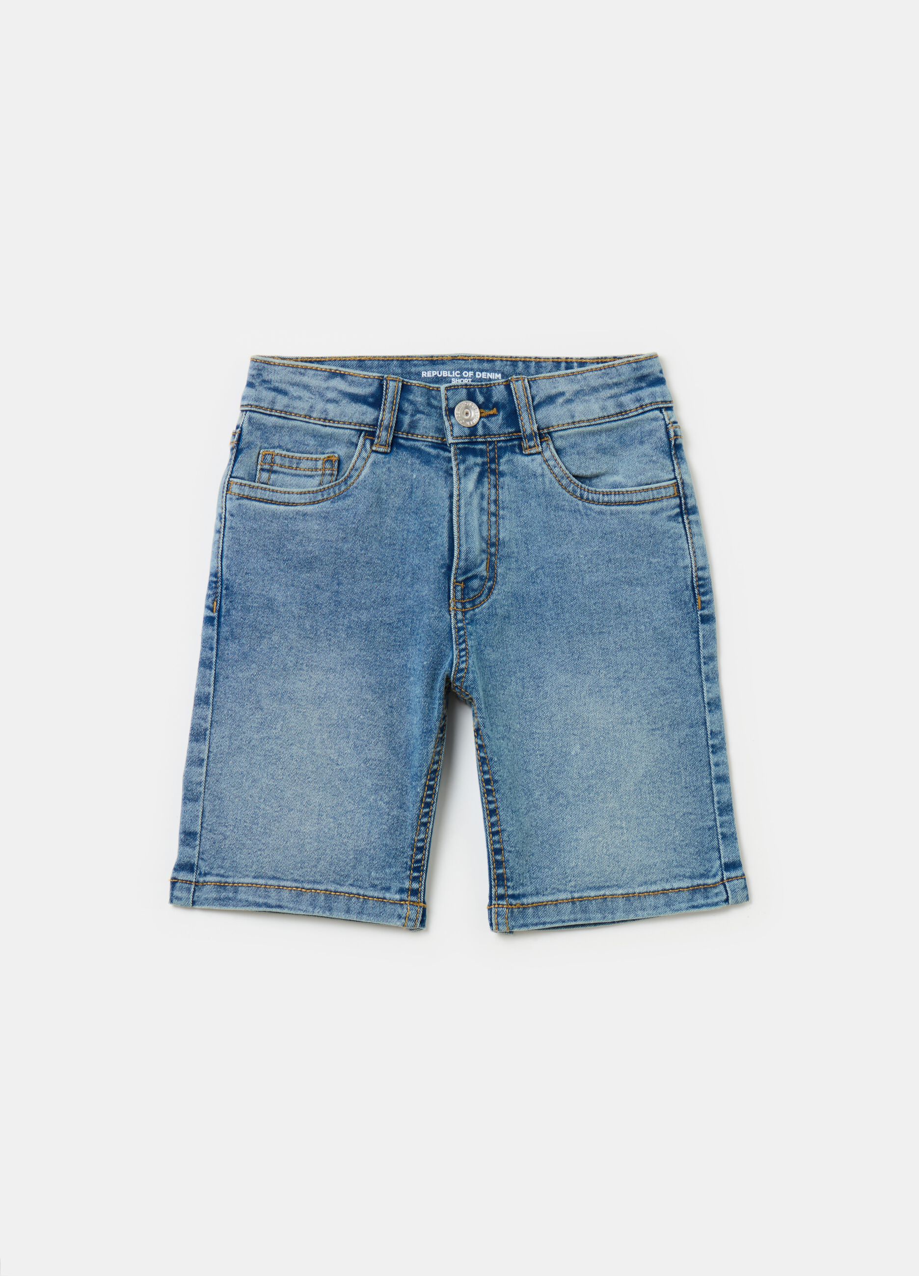 Denim Bermuda shorts with five pockets