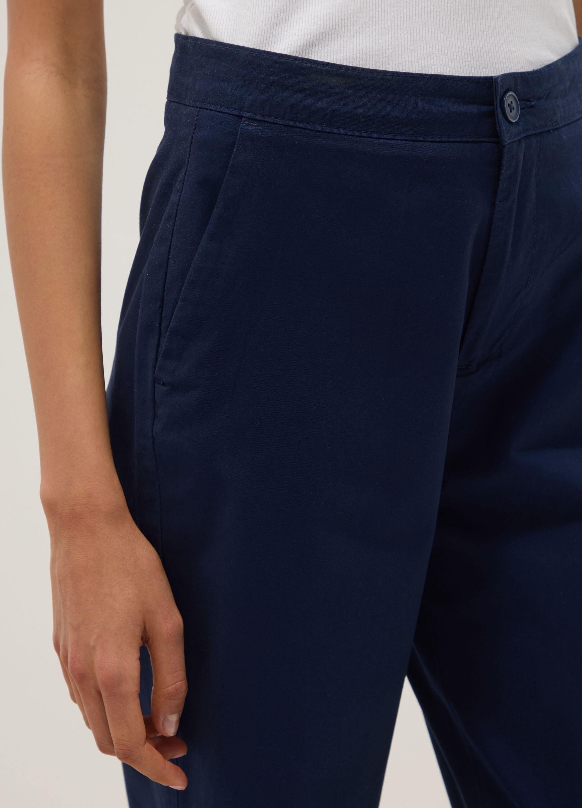 Blue regular-fit pure cotton chino trousers