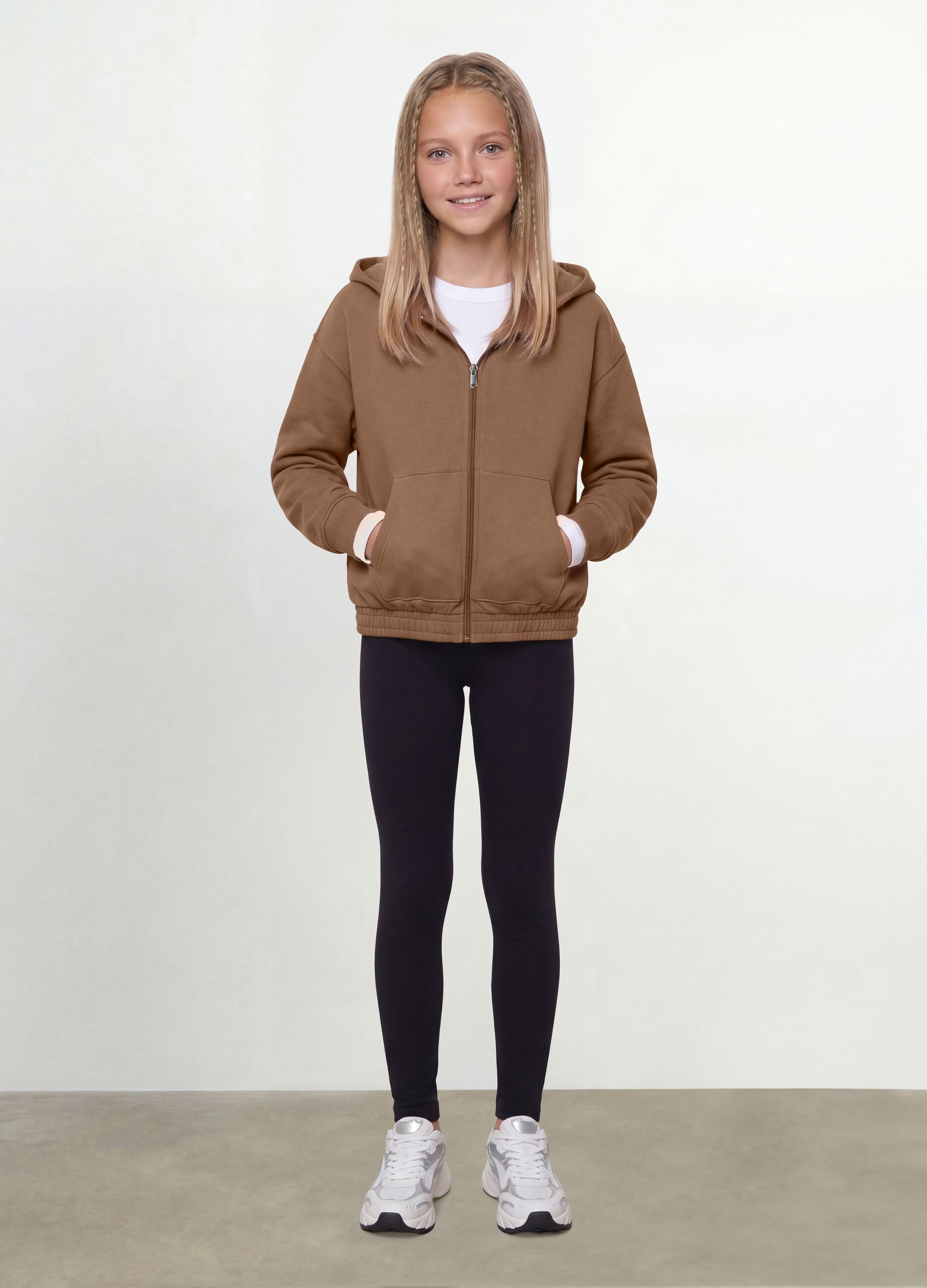 Girls&rsquo; black skinny-fit organic stretch cotton leggings