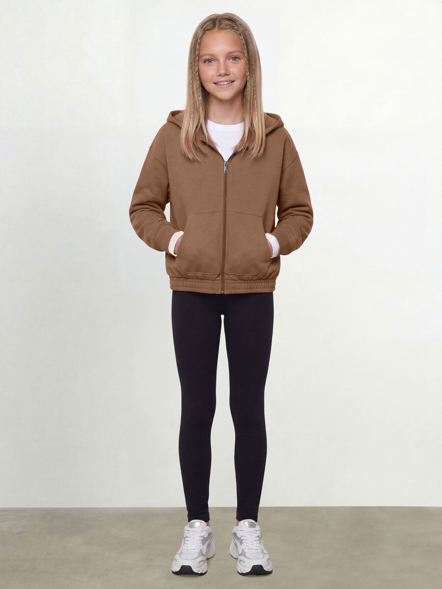 Girls&rsquo; black skinny-fit leggings in stretch organic cotton_0
