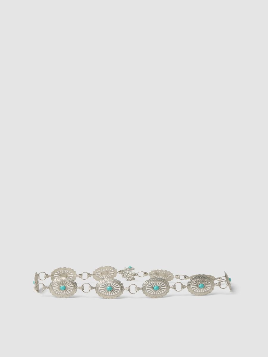 Silberfarbener Metallg&uuml;rtel mit T&uuml;rkissteinen_0