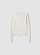 White fitted viscose-blend cable-knit crew-neck jumper for girls_4